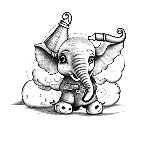 Mininalist Dumbo In Cloud