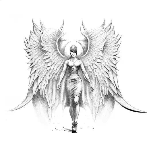 Arc Angel Micheal Vs The Devil Simple Disign