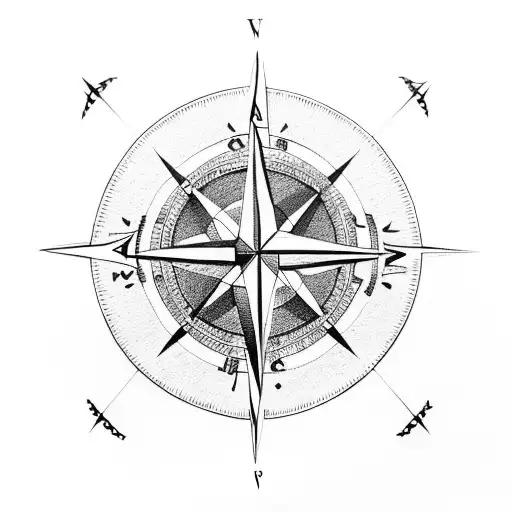 Compass Rose With Mountains