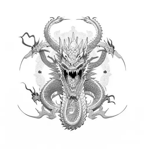 Dragon Around Samurai Who Is Under Japan Cherry