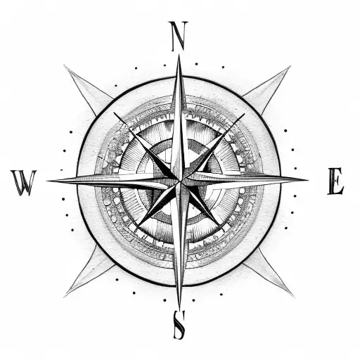 Compass Rose With Orange Shading