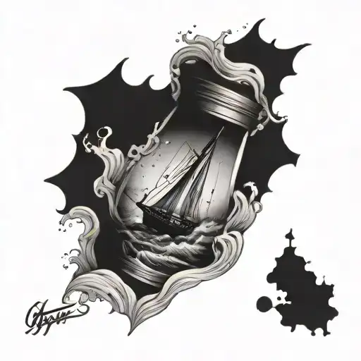 An Hourglass Filled With Crashing Waves And A Ship Sailing Through Them