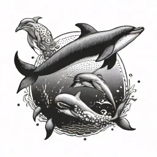 A Dog And Dolphin Harmonizing In A Musical Duet