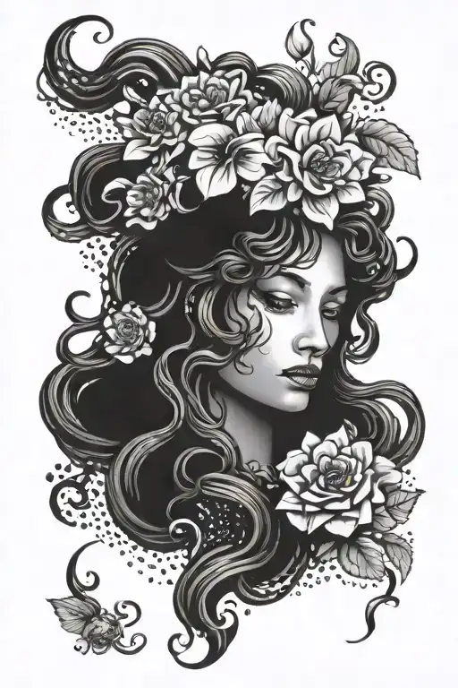 Medusa Head And Flowers Coming