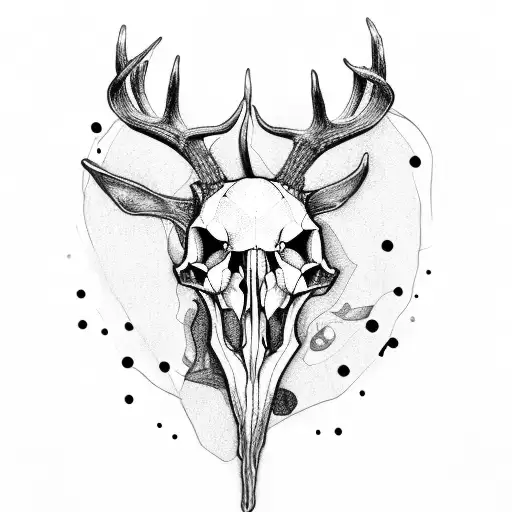 A Deer Skull With Dog Tags