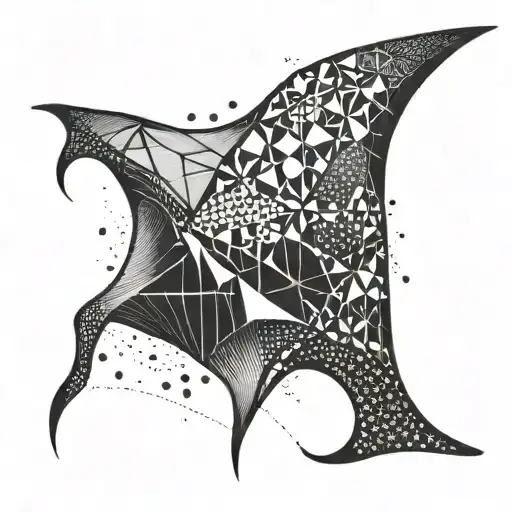 An Abstract Tattoo Of A Manta Ray Made Up Of Interconnected Triangles
