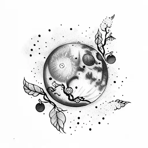 Moon With Cherry Blossom