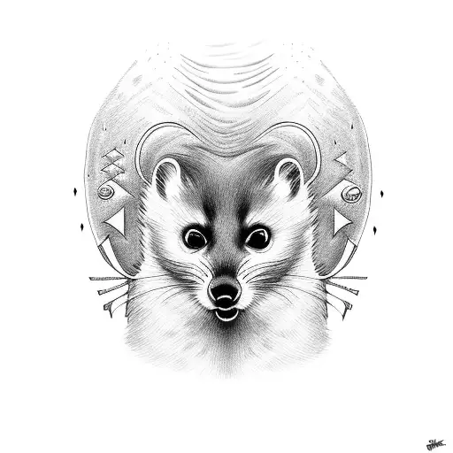 Weasel Wearing A Rain Coat On The Back Of A Moustached Fish Wearing A Striped Sweater