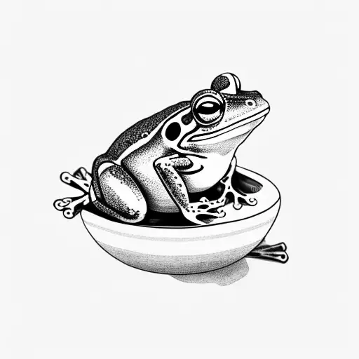 Frog Sits In A Bowl