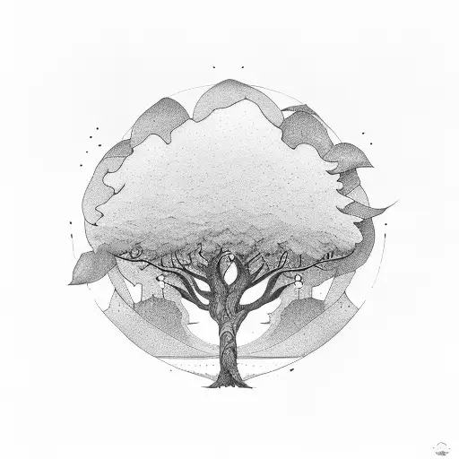 Tree Barren On One Side And Lush