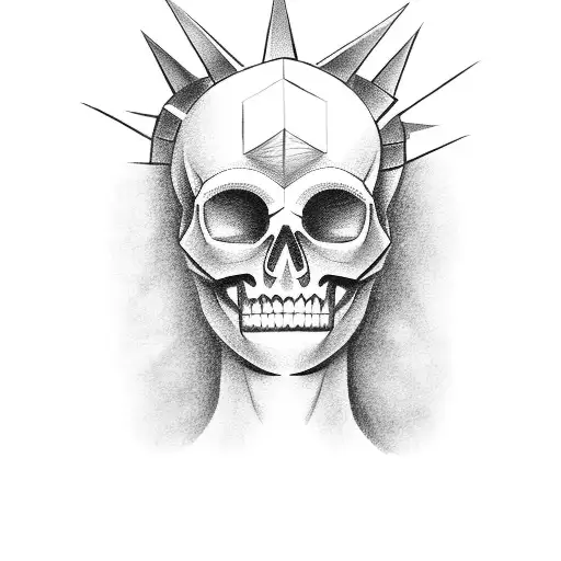 Statue Of Liberty With Half Her Face As A Skull