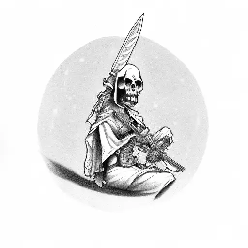 Grim Reaper Sitting With Weapon On His Shoulder