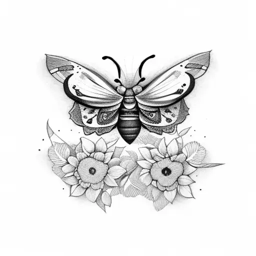 Moth With Flowers Collarbone