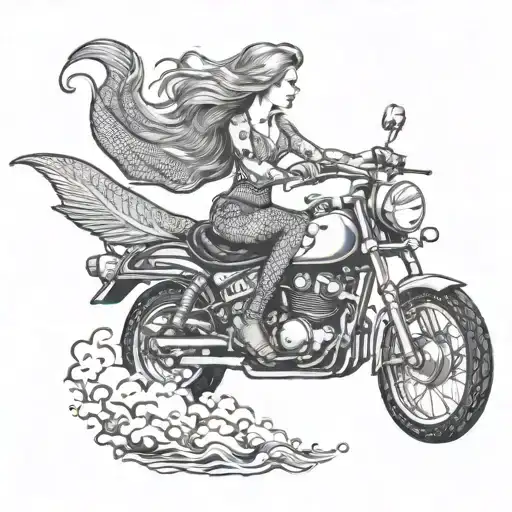 A Sexy Mermaid Riding A Motorcycle Underwater