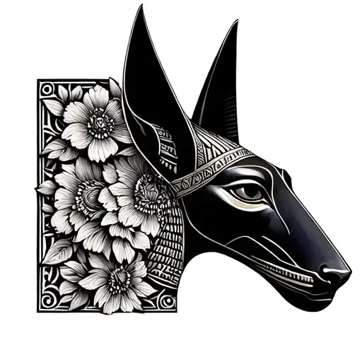 Egyptian Flowers Anubis