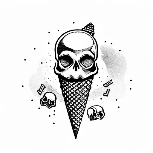Ice Cream Cone With A Skull Instead Of Ice Cream