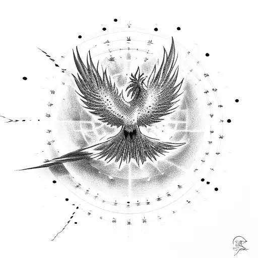 Phoenix Falling Ashes Flying Above The Earth