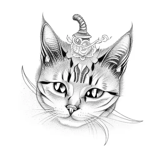 Combine The Symbols Of Cats And Perfume In A Witchy Tattoo Design