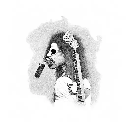 Slash Playing Guitar With Cigar In His Mouth