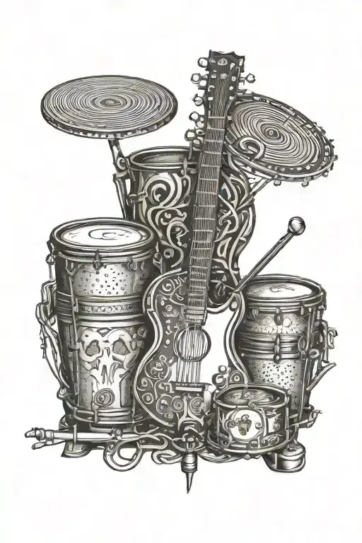 Symbol Of Calliope With An Drum And Guitar
