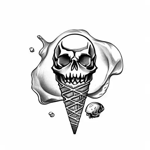 Ice Cream Cone With A Skull Instead Of Ice Cream