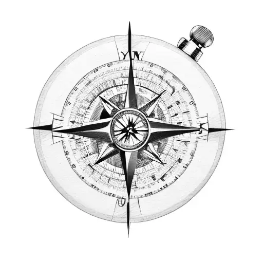 Create A Design Featuring A Compass Surrounded By Different Watch Mechanisms And Car Parts