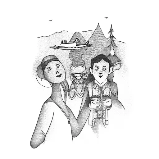 A Group Of Friends And Family Enjoying A Picnic By The Lake With Airplanes Flying Overhead