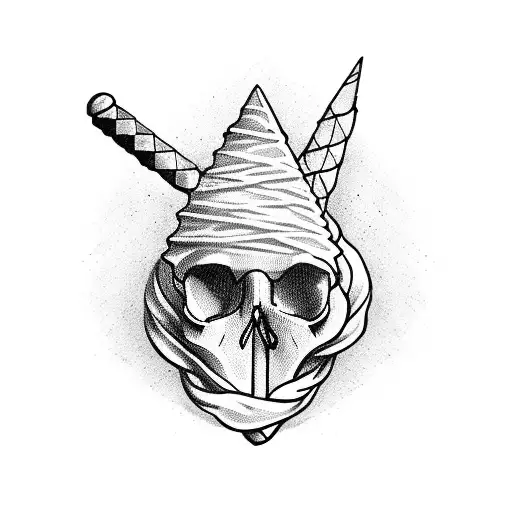 Ice Cream Cone With A Skull Instead Of Ice Cream