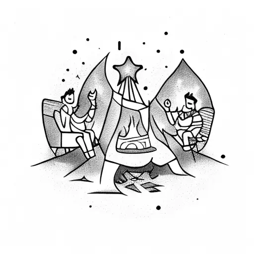 A Joyful Scene Of Friends Laughing Around A Campfire With Stars Twinkling Above