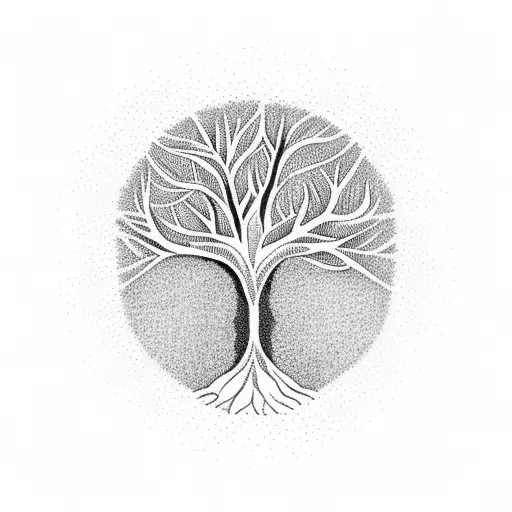 Tree Of Life With Flying Birds