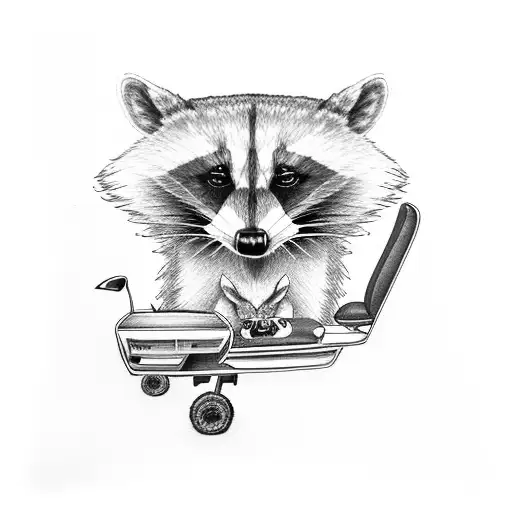 Two Cartoon Raccoons Sitting On A Golf Cart Wearing Cowboy Hats