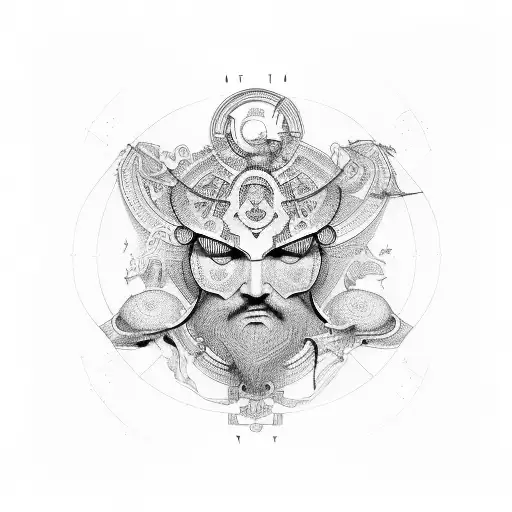 Greek Mithology Atlas With Outline Draw And Columns