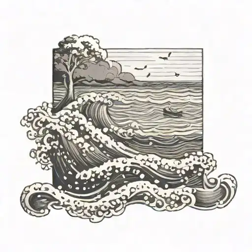 A Serene Beach Scene With A Bible Verse Incorporated Into The Waves