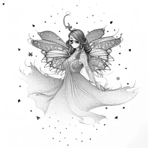 Fairy Ascending Upwards From Side Profile