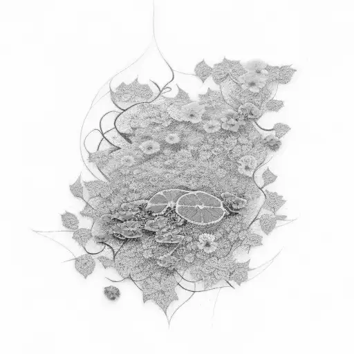 Cottage Core With Pink And Orange Flowers Vines Leaf