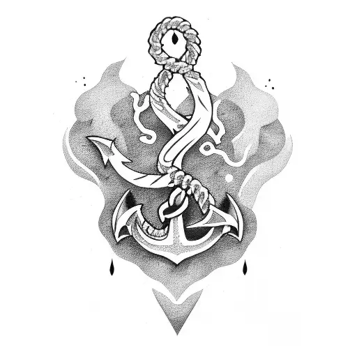 A Anchor With Rope Around A Dragon
