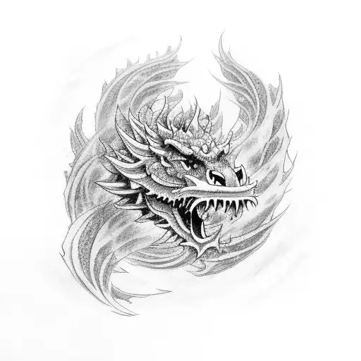 Toori Gate Japanese Dragon Clouds Red Flowers