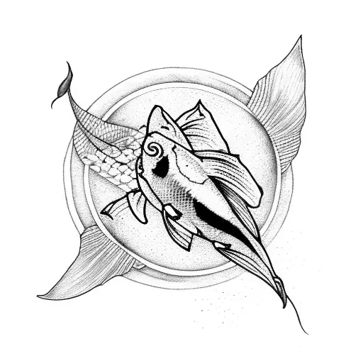 Koi Fish With Arrow Moon Moth
