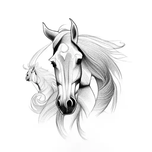 Horse Surroundet By Plants