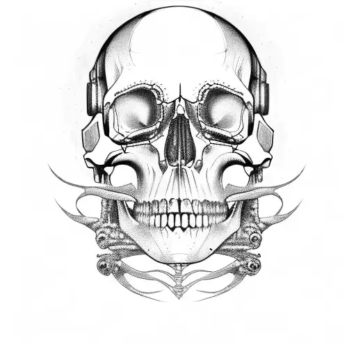 Cyborg Skull With Engine Parts