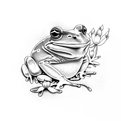 Frog Holding A Delicate Lilac Flower
