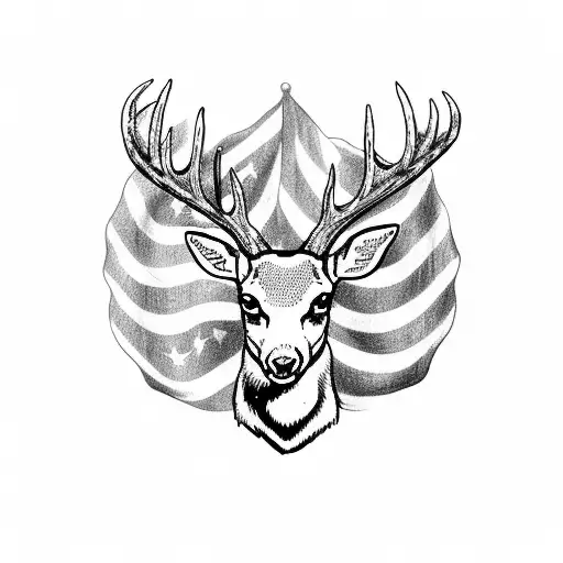 Deer Head With An American Flag Made Out Of Arrows