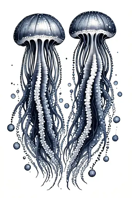 Two Whimsical Jellyfish With Unique Beaded Tentacles