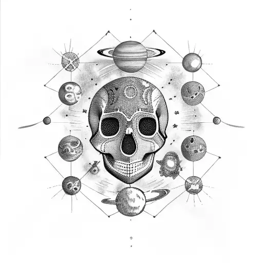 Constellation Forming A Skull And The Solar System