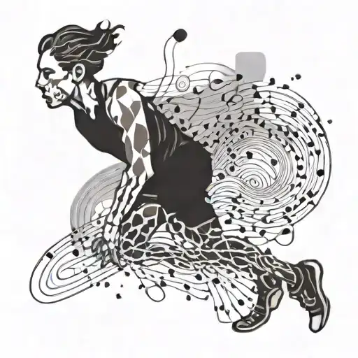 An Abstract Representation Of A Runner With Musical Notes Intertwined