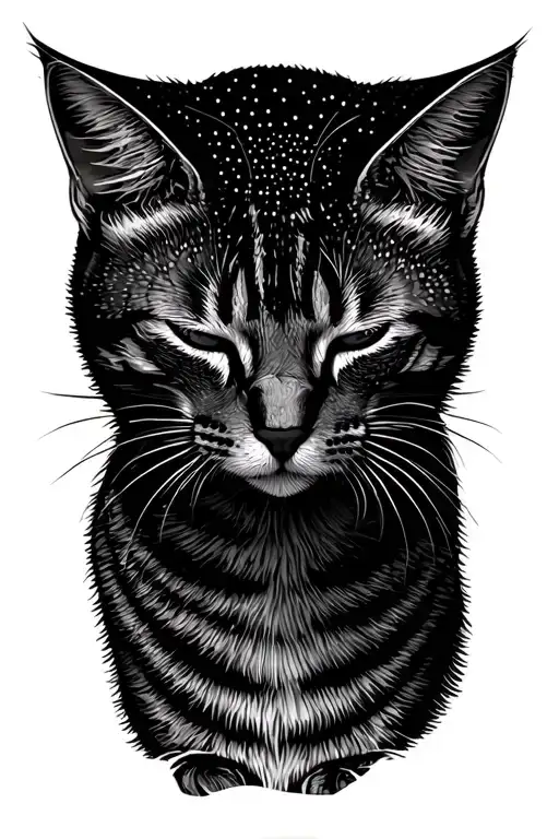 Sleeping Tabby Cat Face