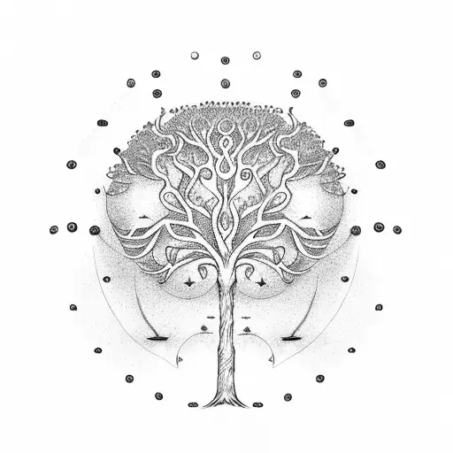 Tree Of Life With Flying Birdd