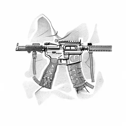 Detailed Rifle Intertwined With Traditional Mexican Patterns