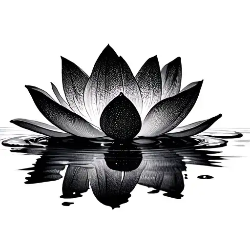 A Lotus Flower In A Drop Of Water That Has A Small Reflection