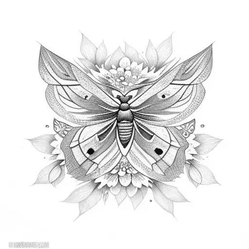 Moth With Wild Flowers